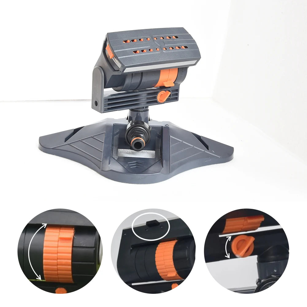 Mini Oscillating Sprinkler Adjustable Rotating Lawn Sprinkler 16 Holes Irrigation Watering System for Outdoor Yard Garden Grass