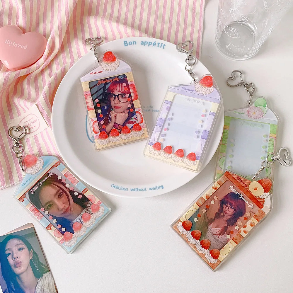 MINKYS Summer Fruit Acrylic 3 inch Kpop Photocard Holder Photo Card Holder Bag Pendant School Stationery