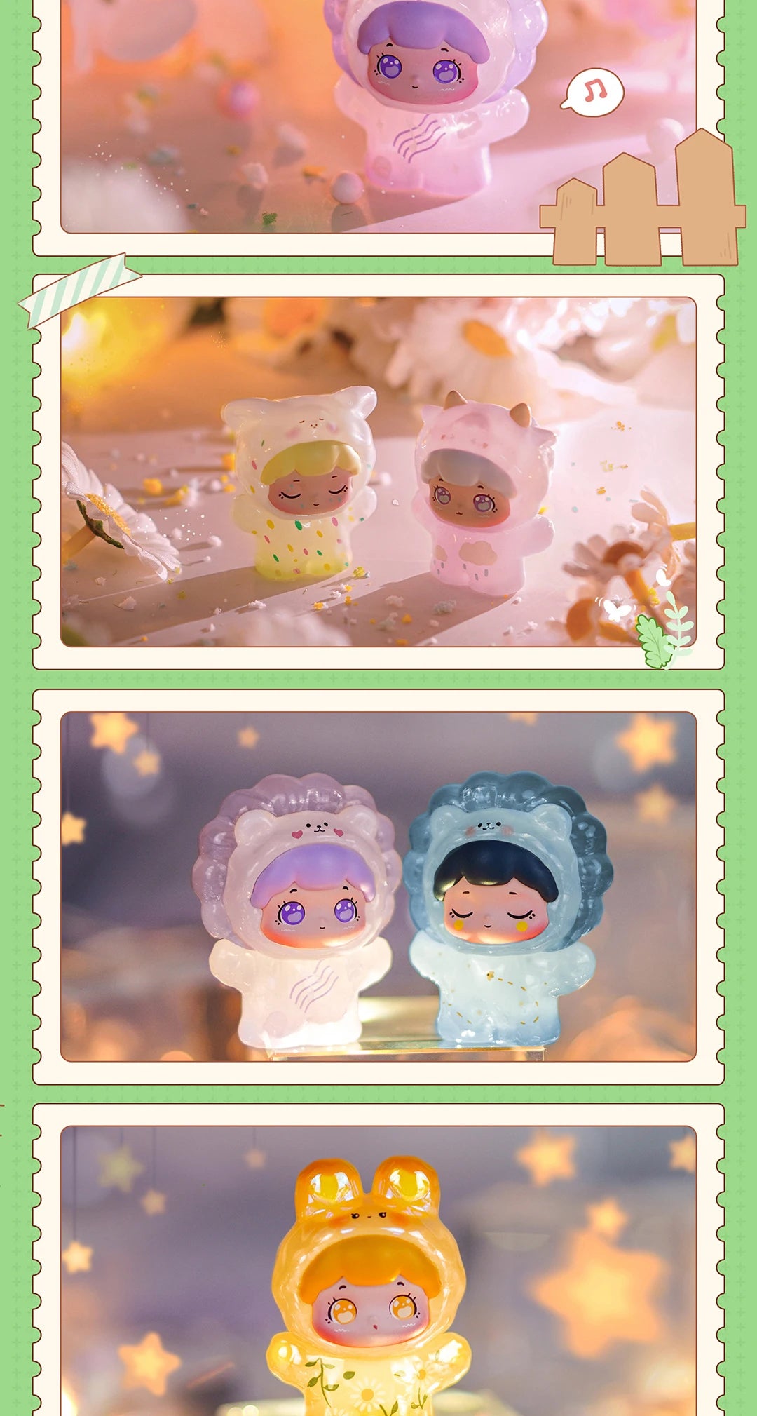 New Trendy Pop Pop Baobao Spring Travelogue Transparent Cute Granules Fully Transparent Mini Blind Box Blind Bag Desktop Ornamen