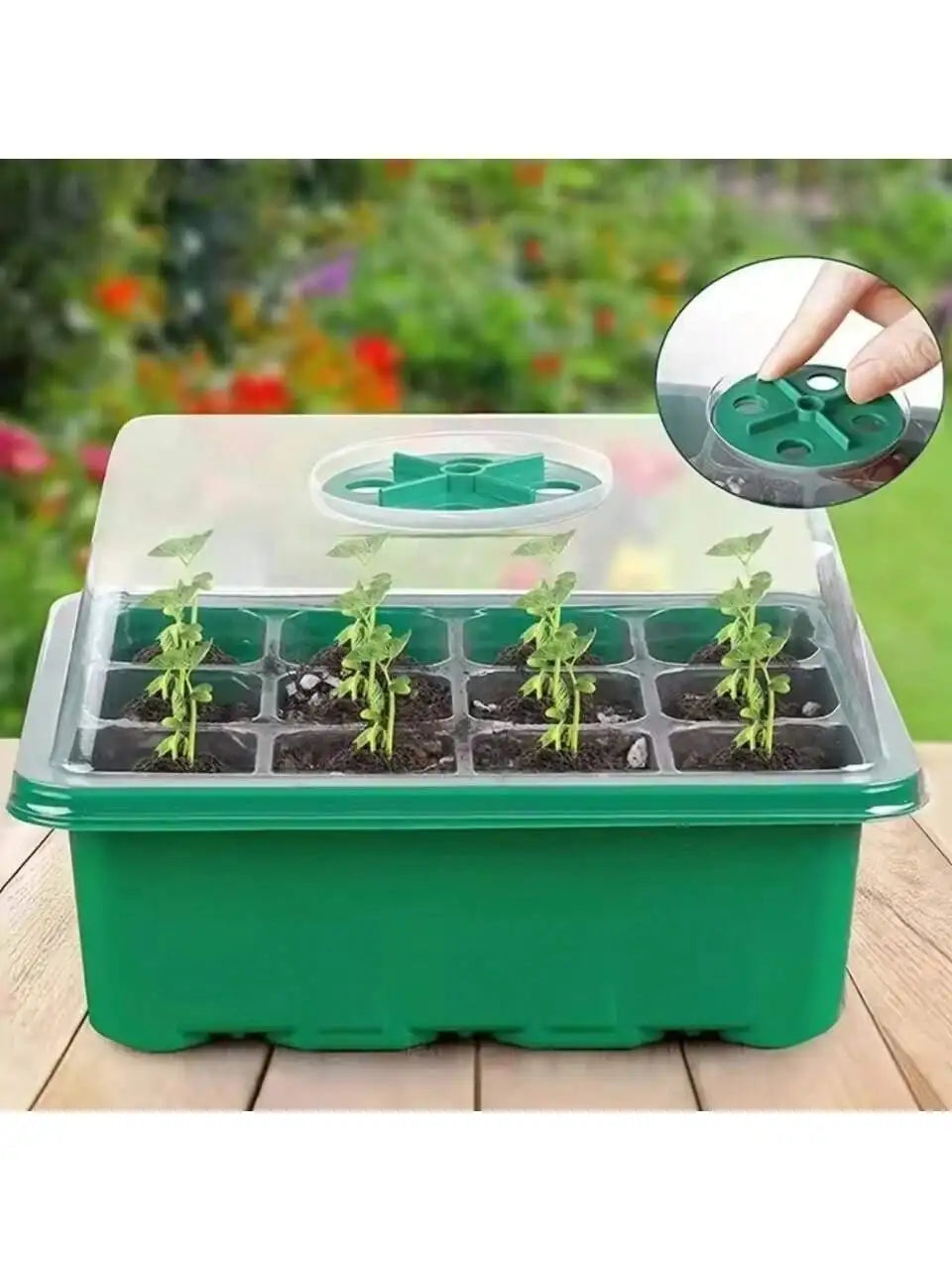 Seed Starter Kits Seedling Starter Trays (12 Cells per Tray) Humidity Adjustable Plant Germination Kits Garden Seed Starting Tra