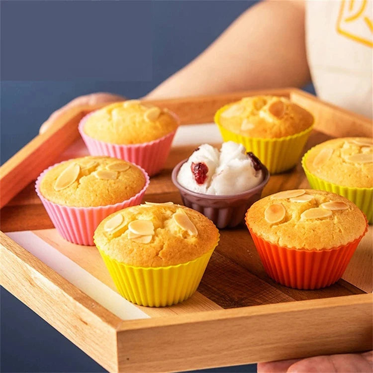 12pcs Moldes Redondos de Silicona para Muffins y Cupcakes | Air Fryer | Alta Temperatura 🍰
