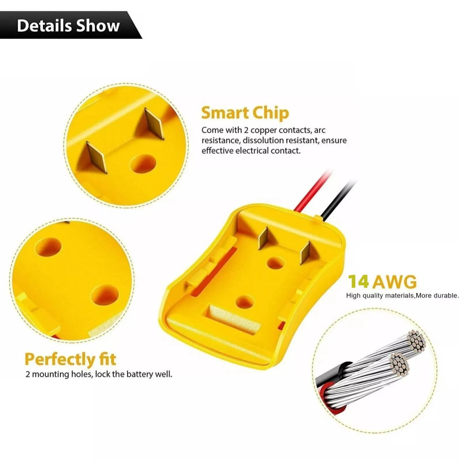 1Pc Power Connector Battery Adapter For DeWalt DCB184  DCCB204 18V/20V Max Battery Battery DIY Power Wheel Adapter Dock Holder