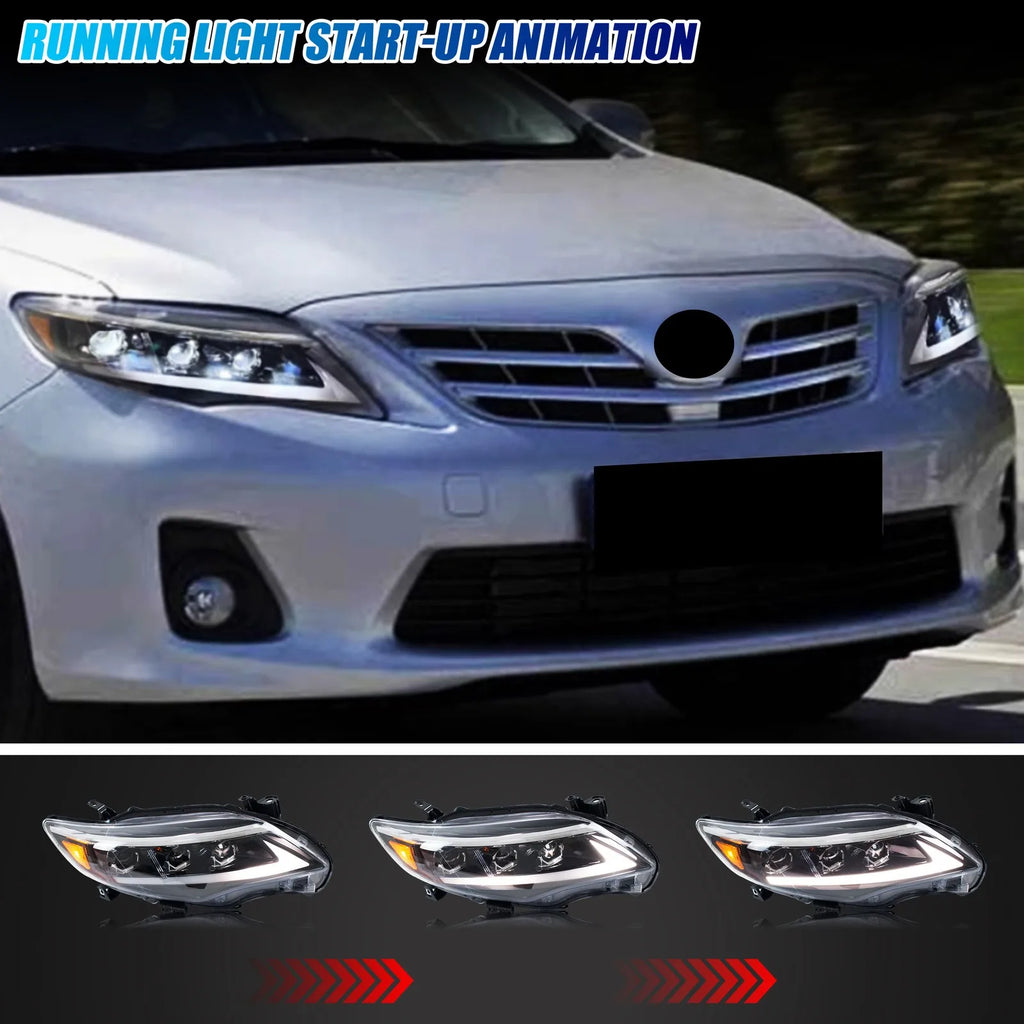 Faros LED Xunder Toyota Corolla 2011-2013 | DRL | Triple Proyector | Intermitente Secuencial | Par | Plug & Play