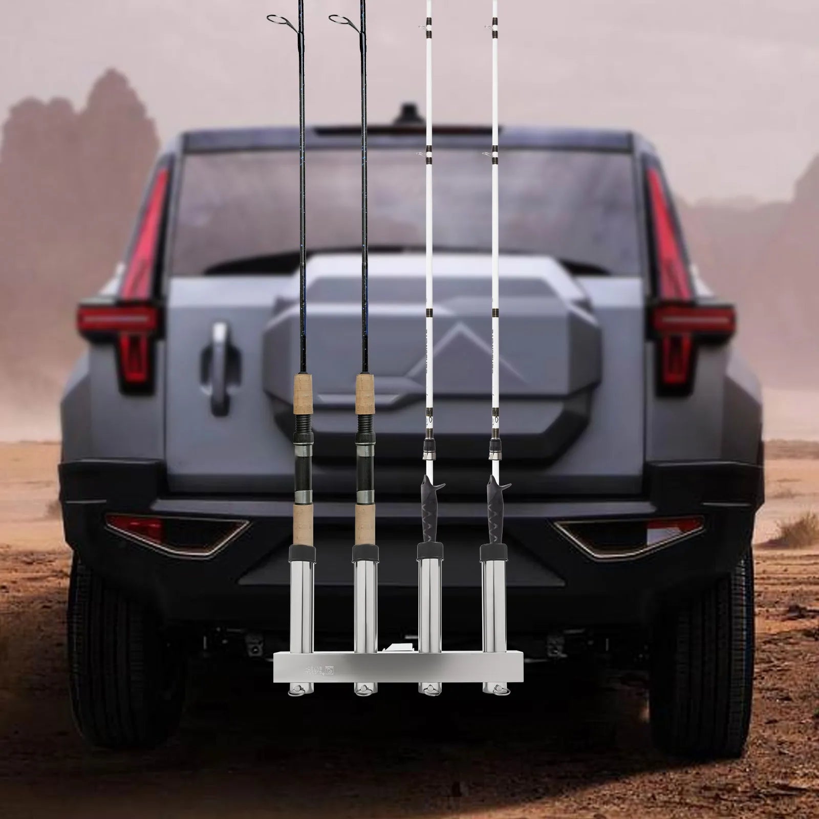 4 Tubes Fishing Rod Holder Bracket Stainless Steel Pole for Cars, Hitch Mount Rod Holder, Truck Adjustment Fishing Rod Rack