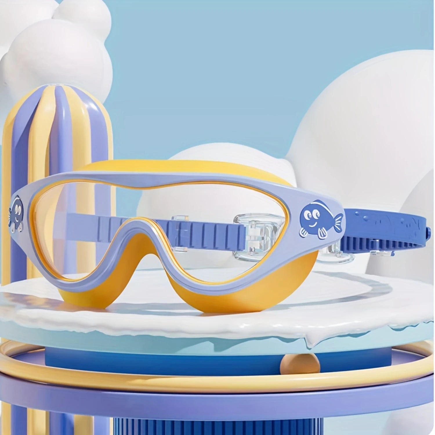 1pc Adorable  Print  Swim Goggles - Fog-Free, Leakproof, Large Frame for Wide-Angle Vision - Perfect Swimming Accessory for Chil