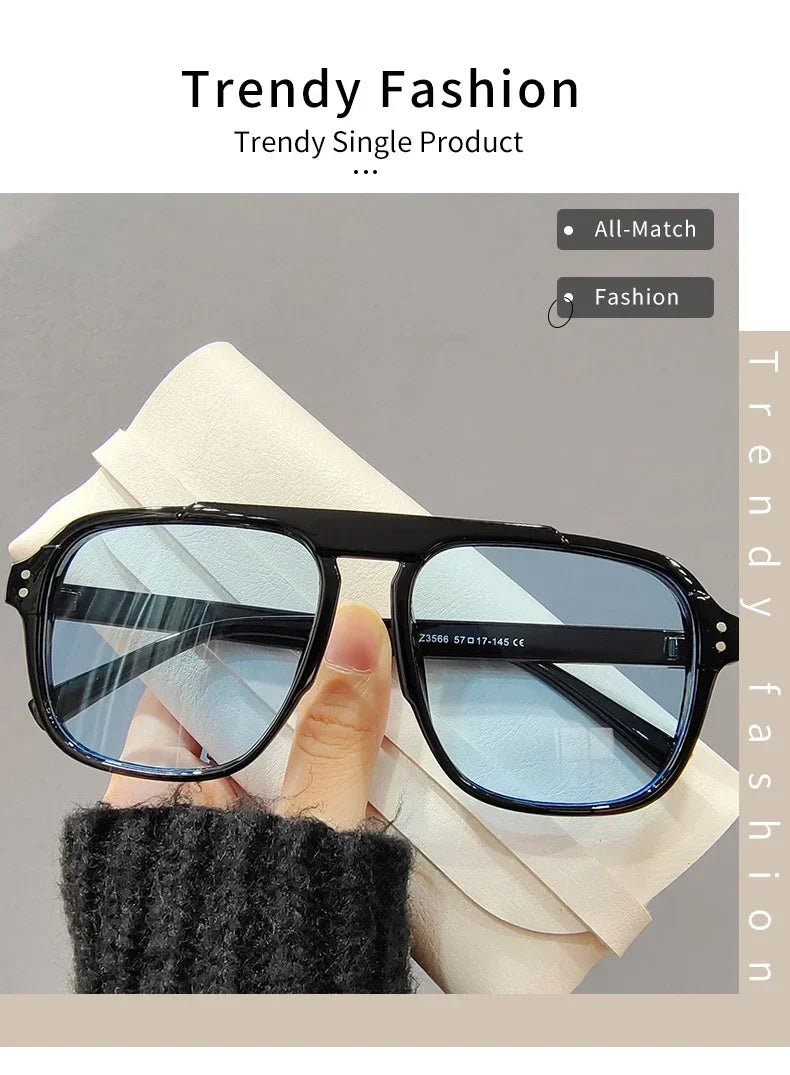 Men Oversized Frame Sunglasses Classic Big Frame Sport Eyeglasses 2024 Vintage Brand Design Shades UV400 Eyewear Trendy Glasses