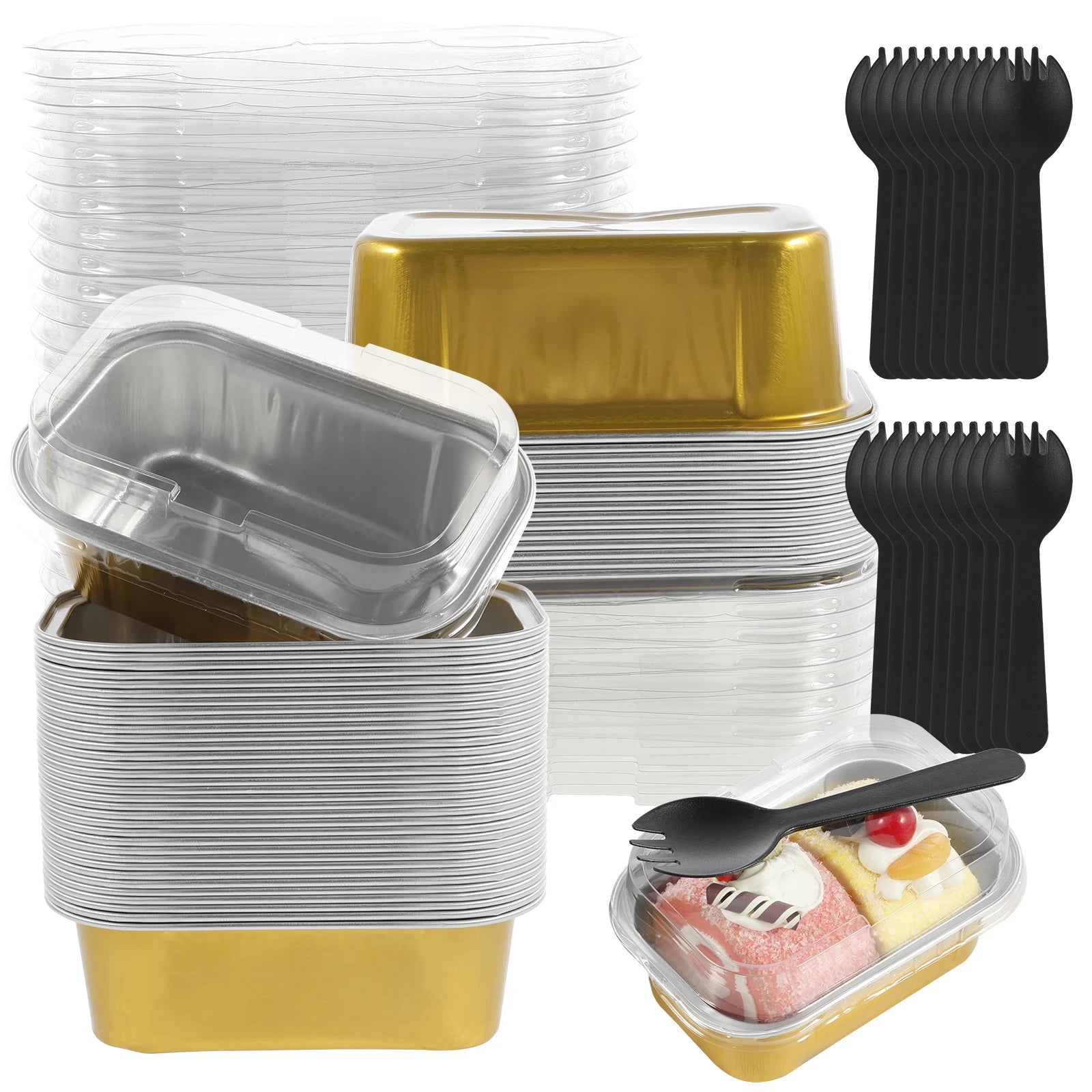 50/100pcs Moldes Mini de Aluminio con Tapa y Cuchara | Muffins y Chocolates 🍰