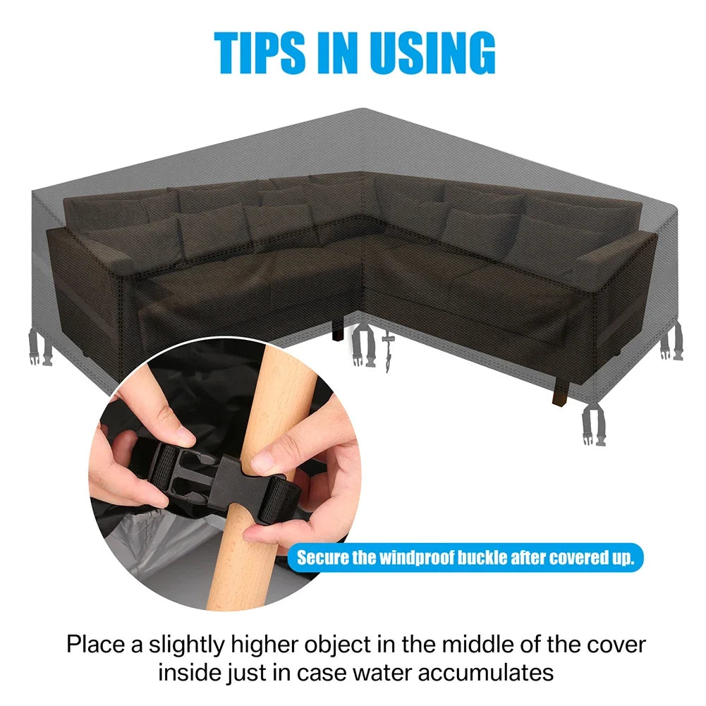 Garden Furniture Cover with Air Vent Waterproof Windproof Anti-UV Heavy Duty Rip Proof 600D Oxford Patio Garden Table Cover Pack