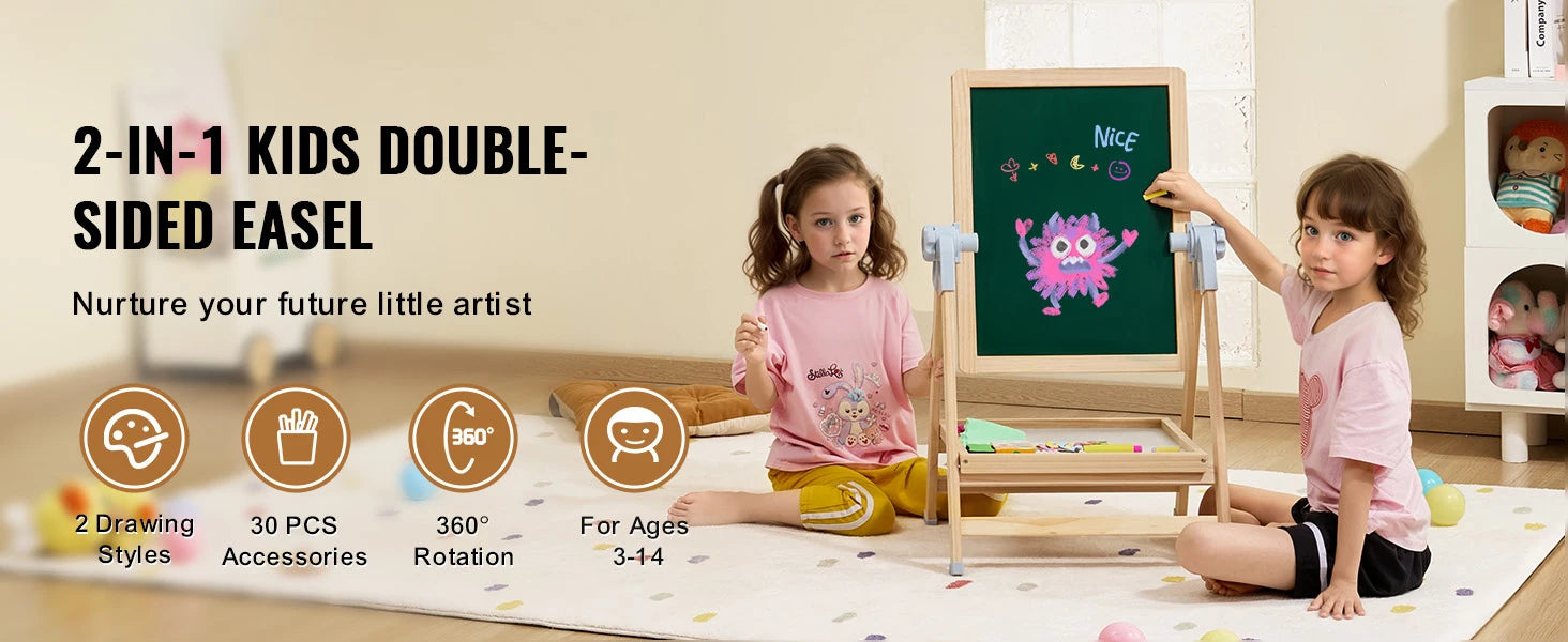 Kids Magnetic Drawing Board Easel with Accessories