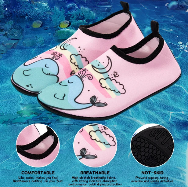 Kids Water Sport Beach Swimming Socks Girl Thin Multi Prints Anti Slip Fitness Yoga Dance Swim Surf Diving Underwater Shoes