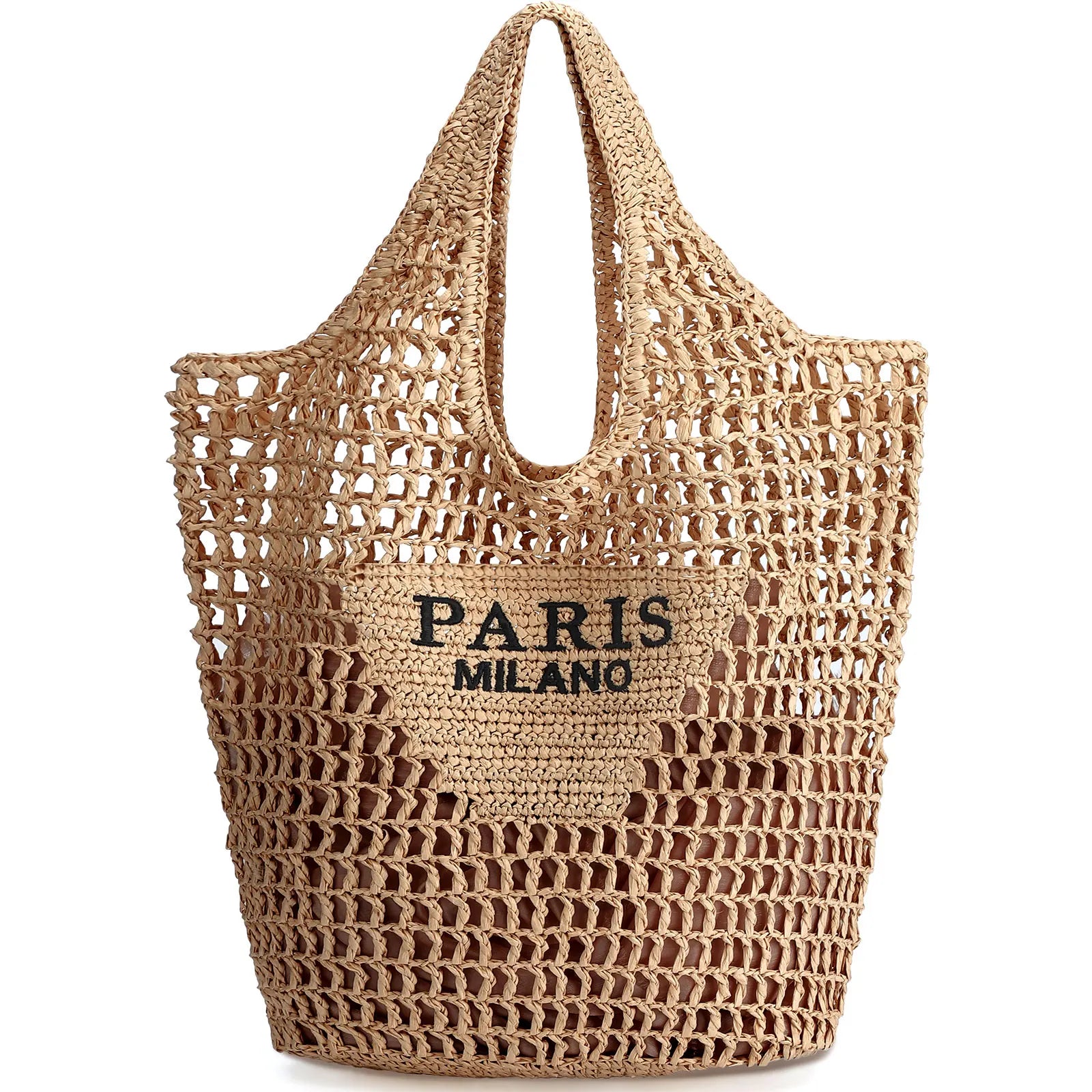Bolsa de Playa Tejida a Mano para Mujer - Tote Bag de Paja Verano