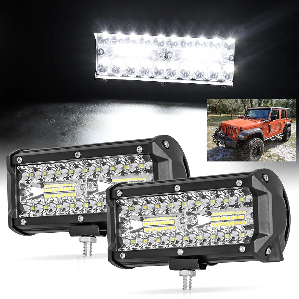 Barra LED Off Road 120W Combo | IP68+ | 6500K | 12V/24V | Camión, Tractor, Barco, SUV y ATV 4x4