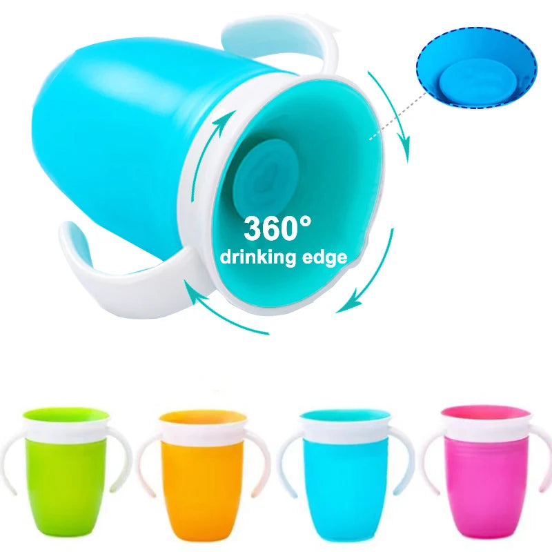 Vaso de Aprendizaje 360° con Doble Asa para Bebé | Tapa Flip | Antiderrame 🍼