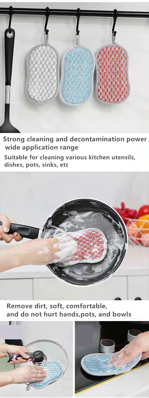 Kitchen Cleaning Sponge Double Sided Sponge Scrubber Sponges For Dishwashing Scouring Pad Dish Cloth Kitchen Cleaning Tools