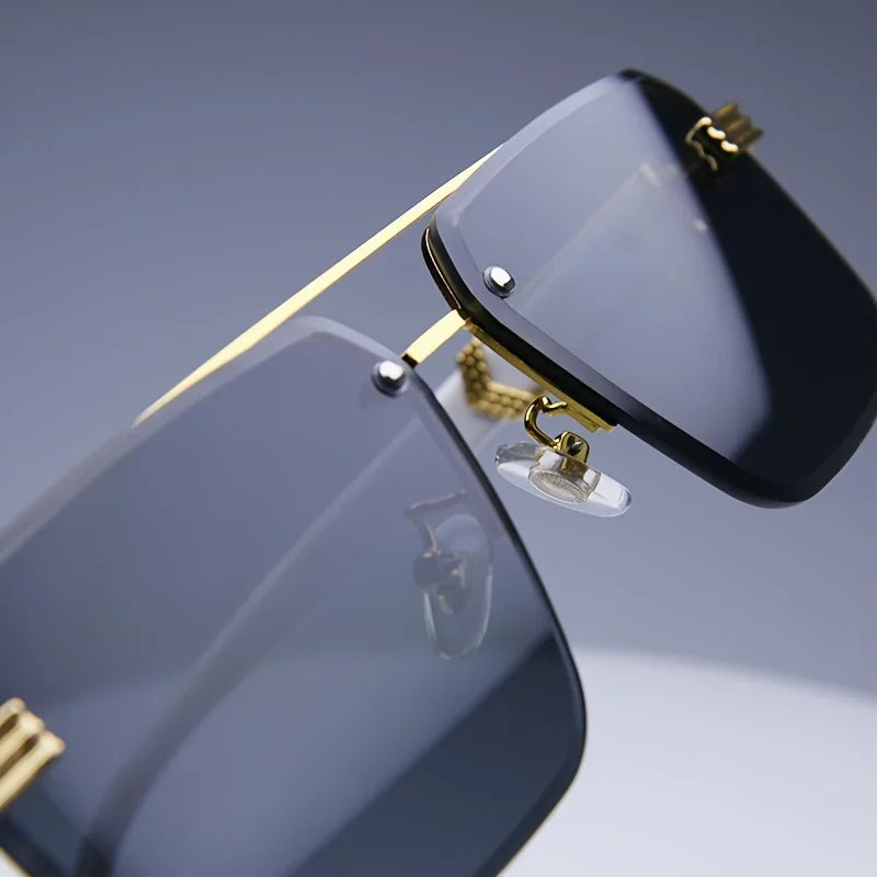 Fashion Rimless Frameless Sunglasses | Classic Small Square | Men & Women