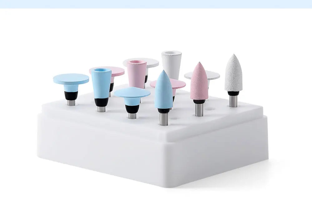 AZDENT 12Pcs/Set Dental Silicone Polishing Rubber Grinding Heads Teeth Polisher 2.35mm RA Finisher for Low Speed Handpiece