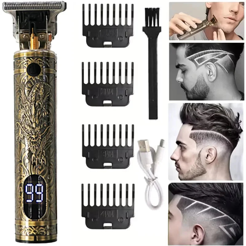New！T9 Electric Hair Trimmer/Accessories | USB Professional Shaver | 0mm Bald Fade Cutting Machine Portable for Men Home Haircut - Firu Total Sales
