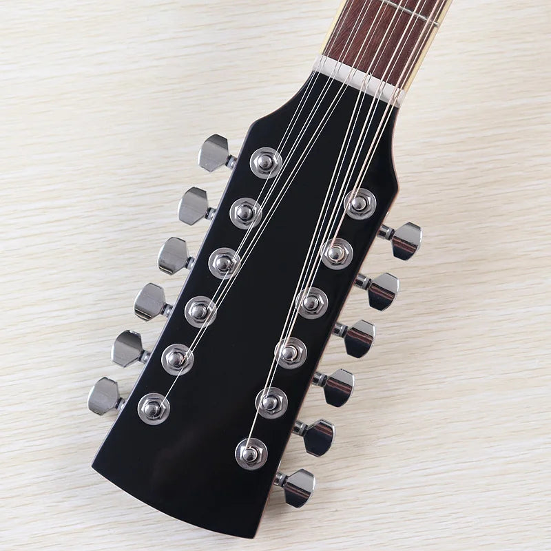 Guitarra Acústica de 12 Cuerdas 41" | Madera Spruce | Diseño Folk | Negro y Natural 🎸