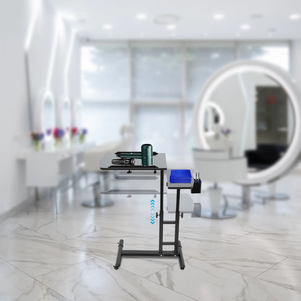 Tattoo Workbench with Adjustable Height, Rolling Cart with Locking Wheels & Dual Tabletop, 27.5LBS Capacity Artist,Salon