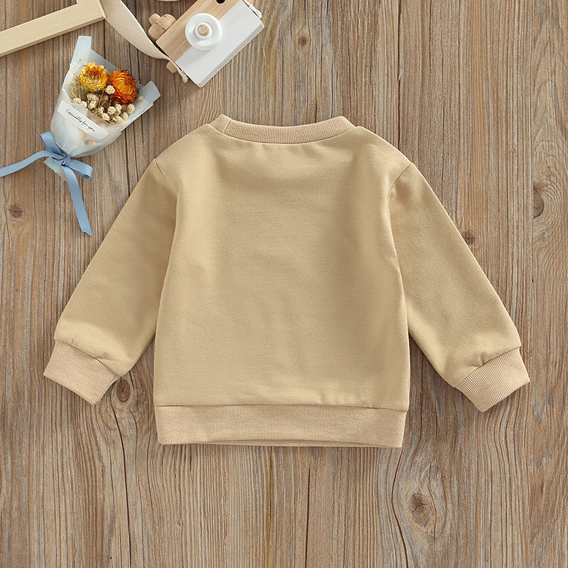 Baby Sweatshirt Letter Print Design Long Sleeve Round Neck Cute Breathable Pullover Tops