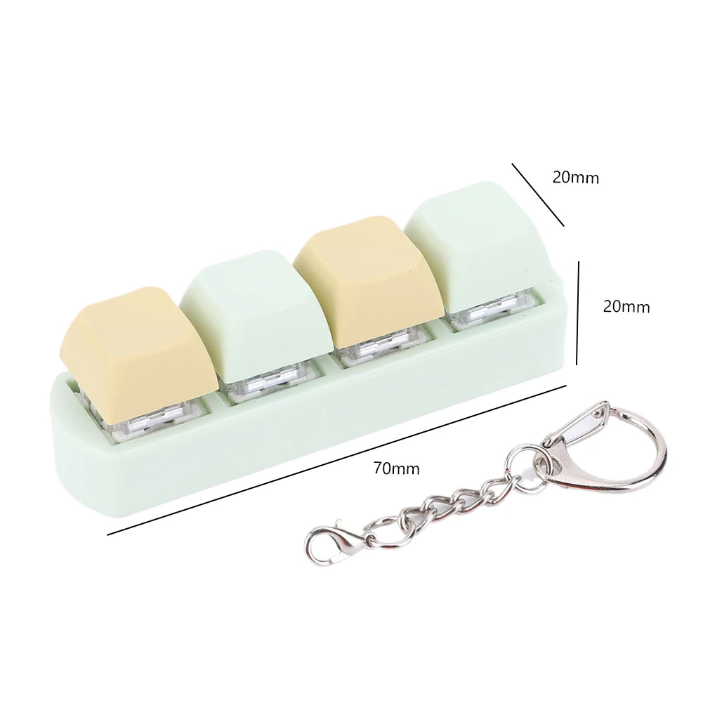 4 Keys Button Keycap Fidget Keychain Keyboard Key Toy Keyboard Clicker Toy Keyboard Cube Toy for Adult Gifts To Relief Pass Time