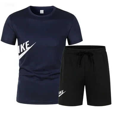 2026 Men's Summer T-shirt and Shorts Set, Men's Breathable Sportswear Set, Casual and Fashionable Short-sleeved T-shirt Set