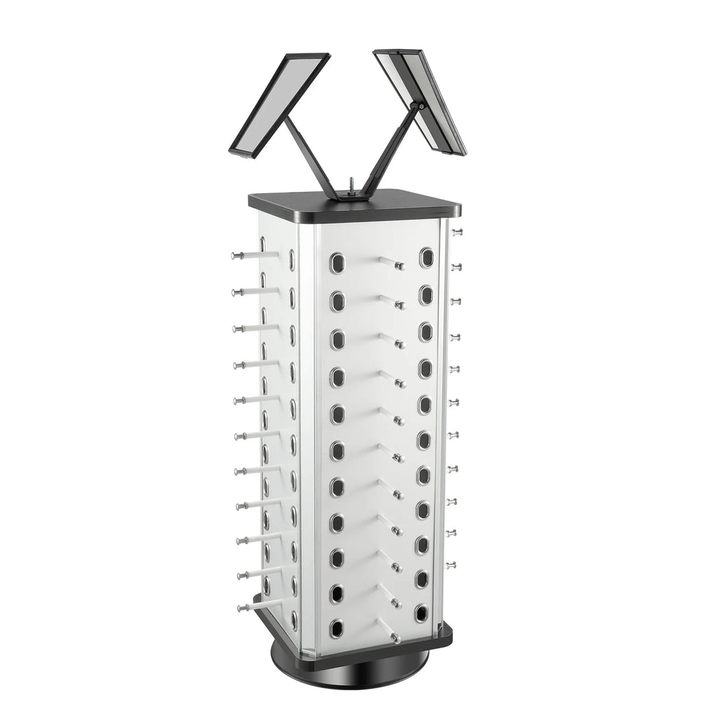 44 Pairs Rotating Eyeglasses Display Stand with 2 Mirrors 86cm Large Capacity Freestanding Sunglass Holder for Shops
