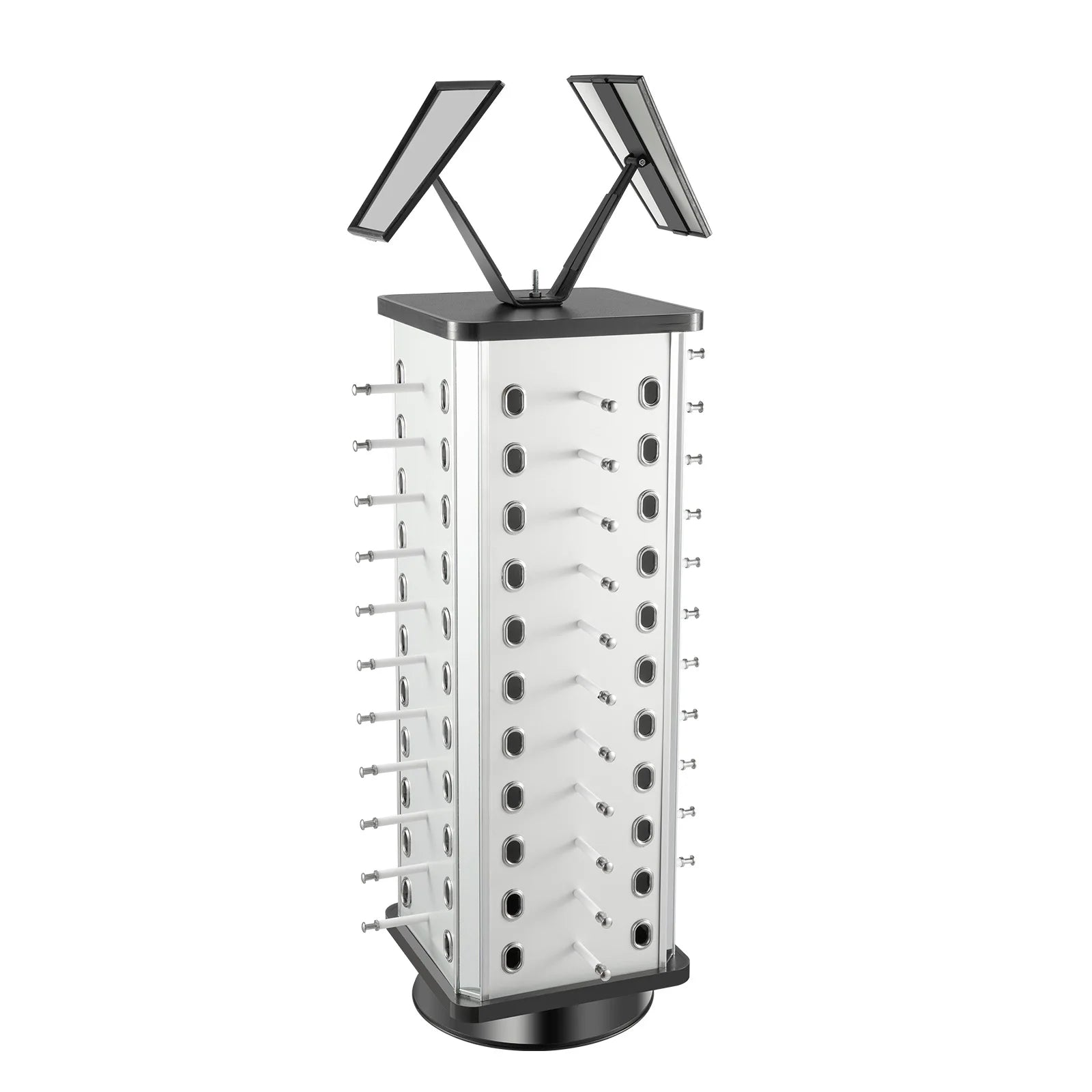 44 Pairs Rotating Eyeglasses Display Stand with 2 Mirrors 86cm Large Capacity Freestanding Sunglass Holder for Shops