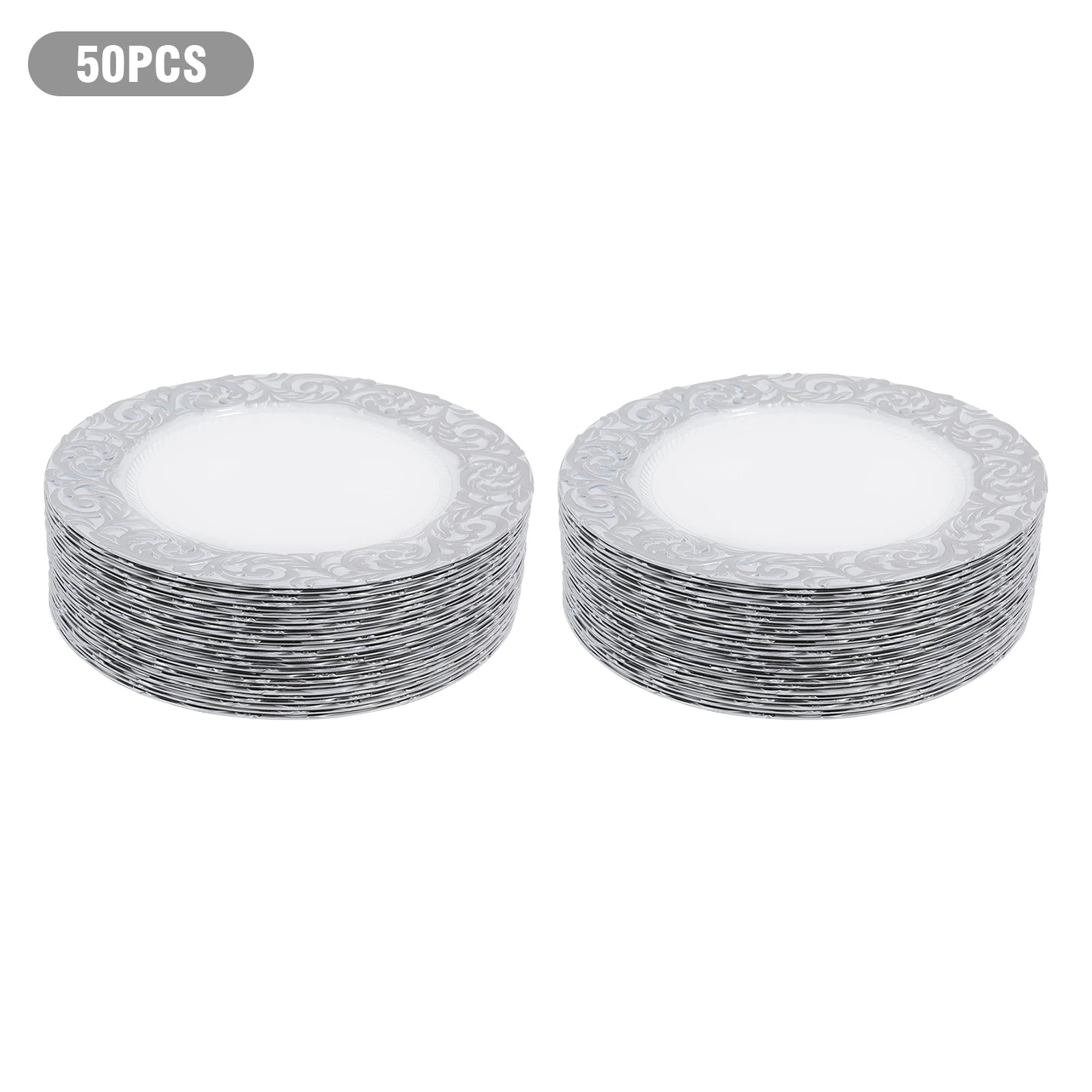 50Pcs Round Plastic Charger Plates 13In Decorative Service Plate With Patterned Reusable For Birthday Parties, Weddings
