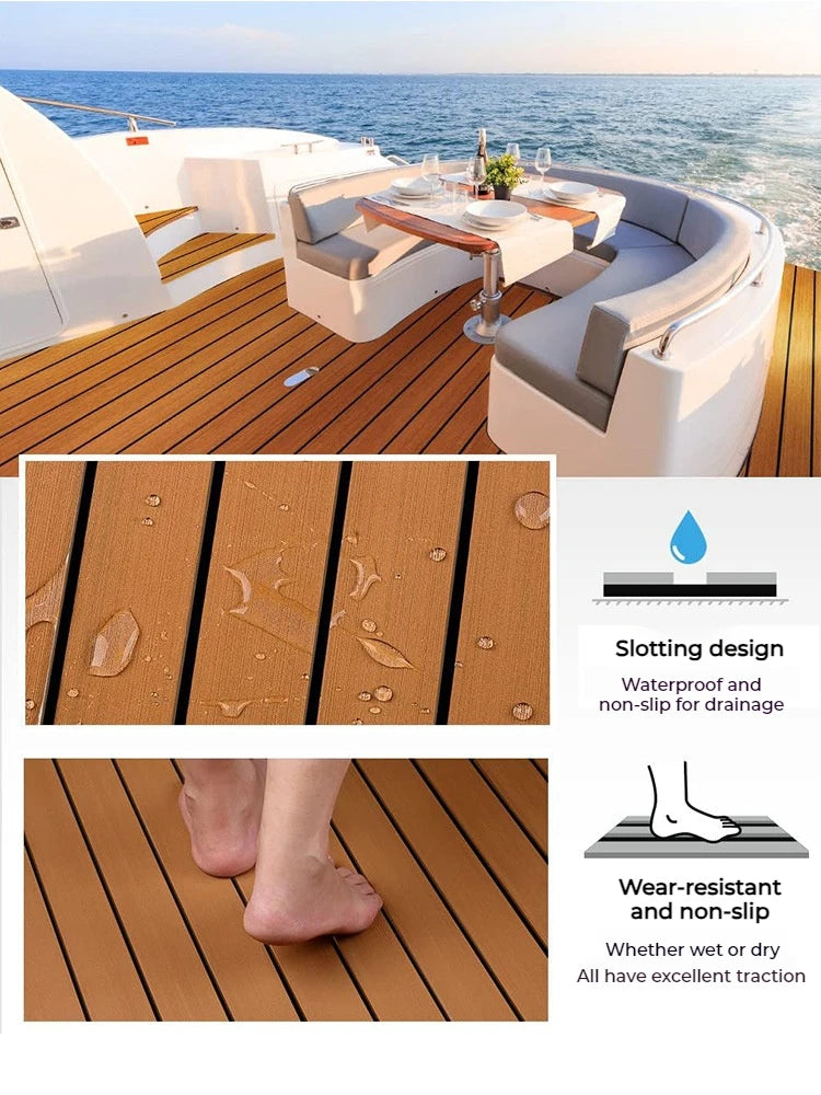 4 Colors 2400x450x6mm EVA Self-Adhesive Foam Boat Flooring Faux Teak Decking Sheet Pad For Boat Marine Yacht RV Deck Sheet Mat