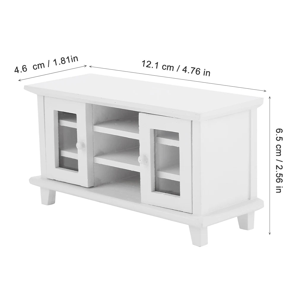 1/12 Scale Dollhouse Storage TV Cabinet Model Miniature Mini Wooden Furniture Children Gift