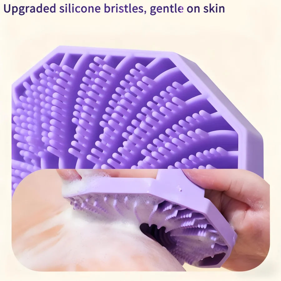 1 pc Silicone Body Scrubber - Exfoliating Bath Brush and Skin Cleanser - Shower Sponge for Gentle Body Scrub and Wash
