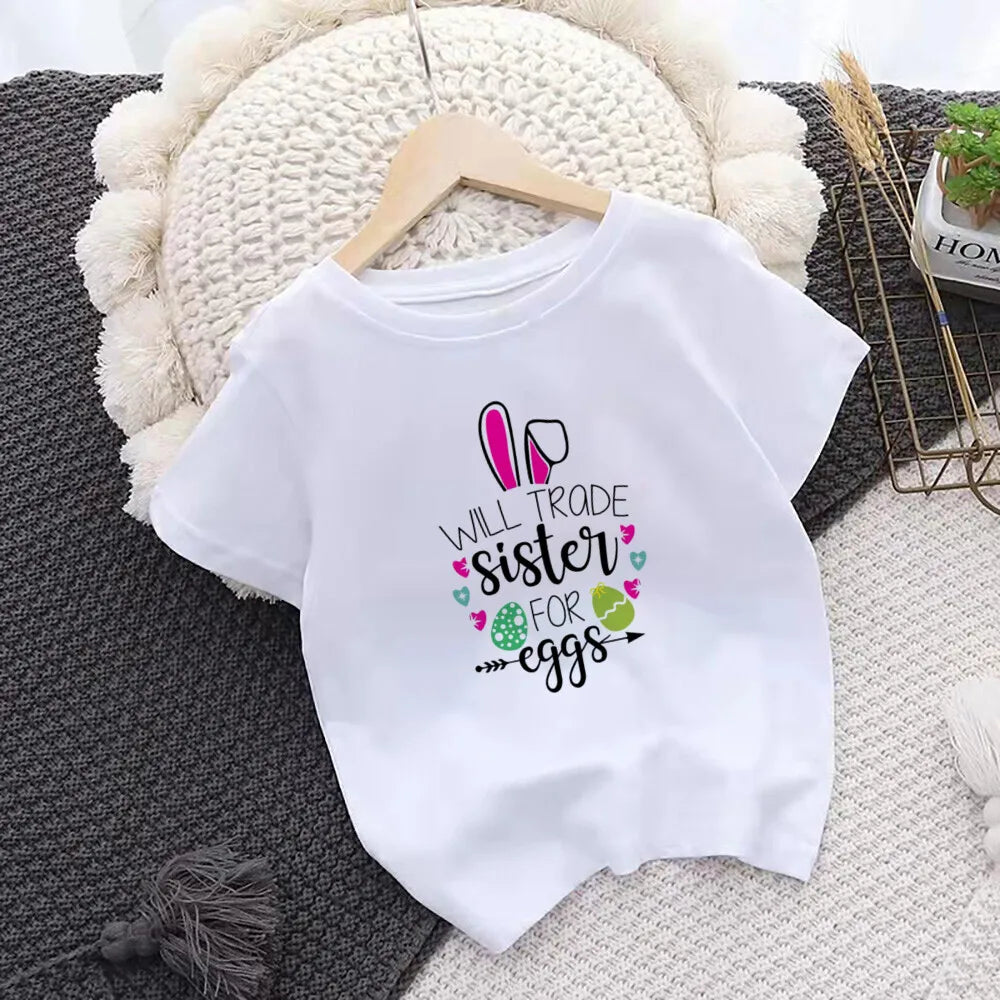 Camiseta de Pascua para Niños | Diseño Conejo | Hermanos a Juego