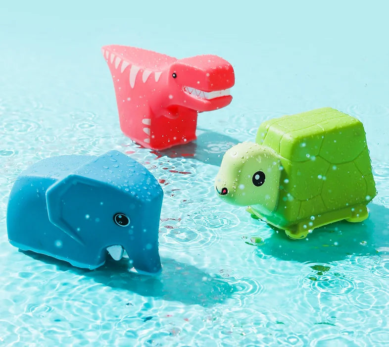 Baby Dinosaur Bath Toys for Toddler Infant Water Spraying Squeeze-sounding Dabbling Toy Floating Animals Kids Bathtub Pool Toys
