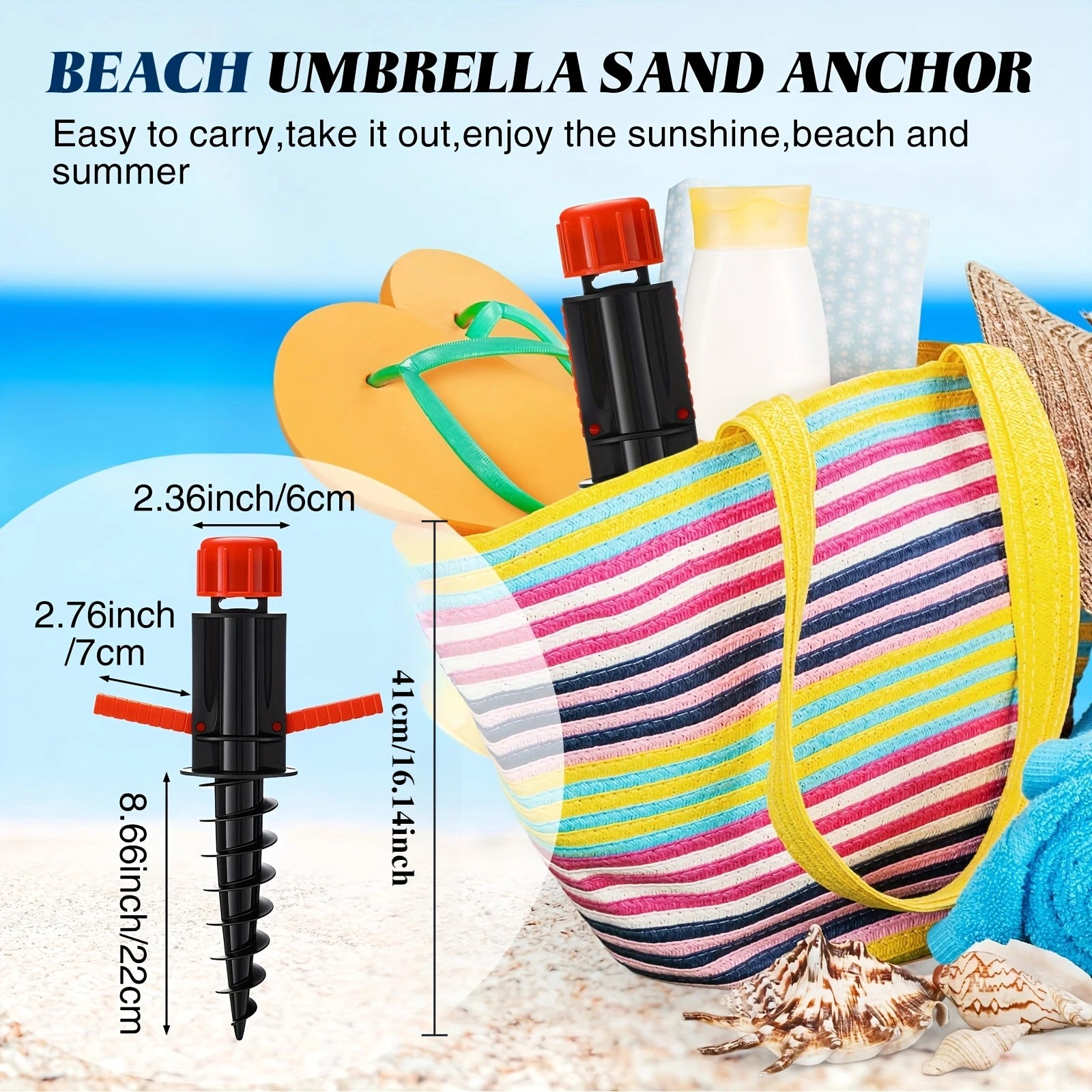 1pc Beach Umbrella Wind Anchor Holder | 360° Anti-Rotation Design | Suitable for 90% of Umbrellas | Universal for Beach Camping
