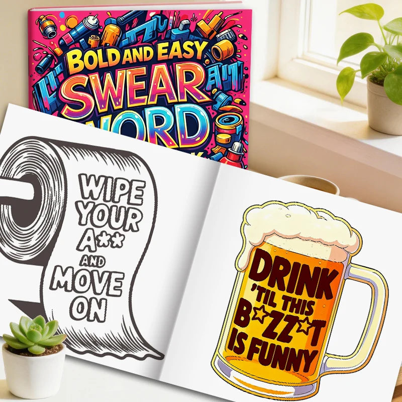 32 Pages Bold And Easy Swear Word Graffiti Coloring Book For Adults Stress Relief Anti-Anxiety Art Therapy Gift