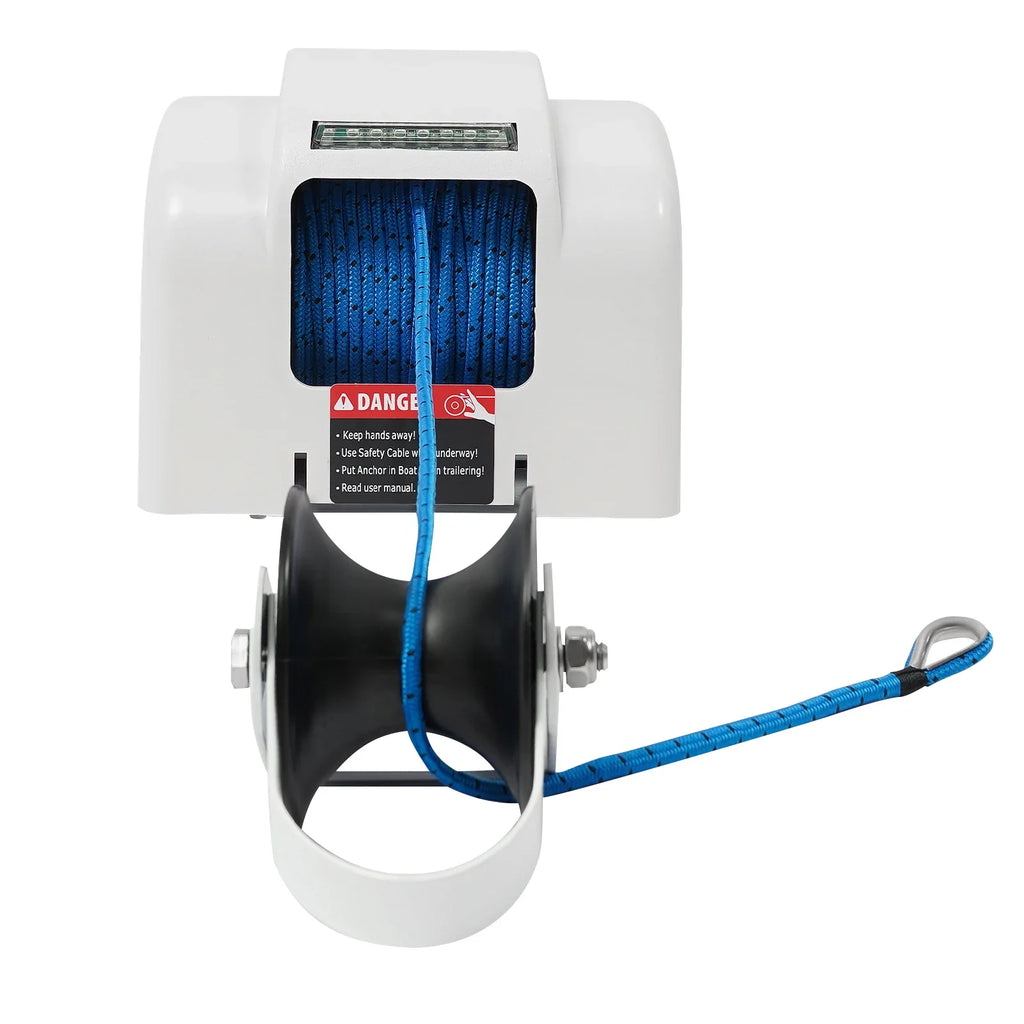 12V 45LBS Boat Electric Anchor Winch With Remote Wireless Controller Corrosion resistant Boat Anchor Wench White