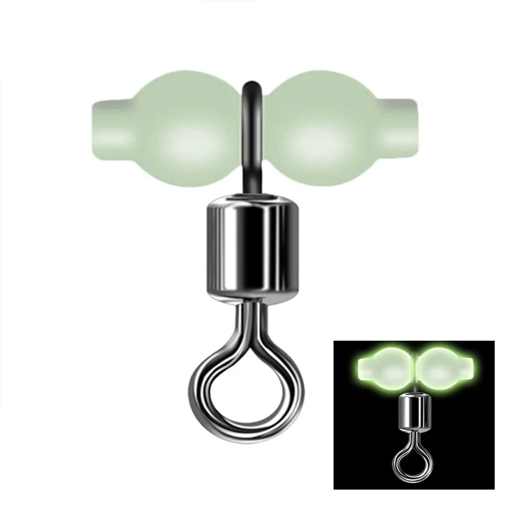20pcs Luminous Cross Line Rolling Fishing Swivel 3 Way Fishing Line Connector Swivel