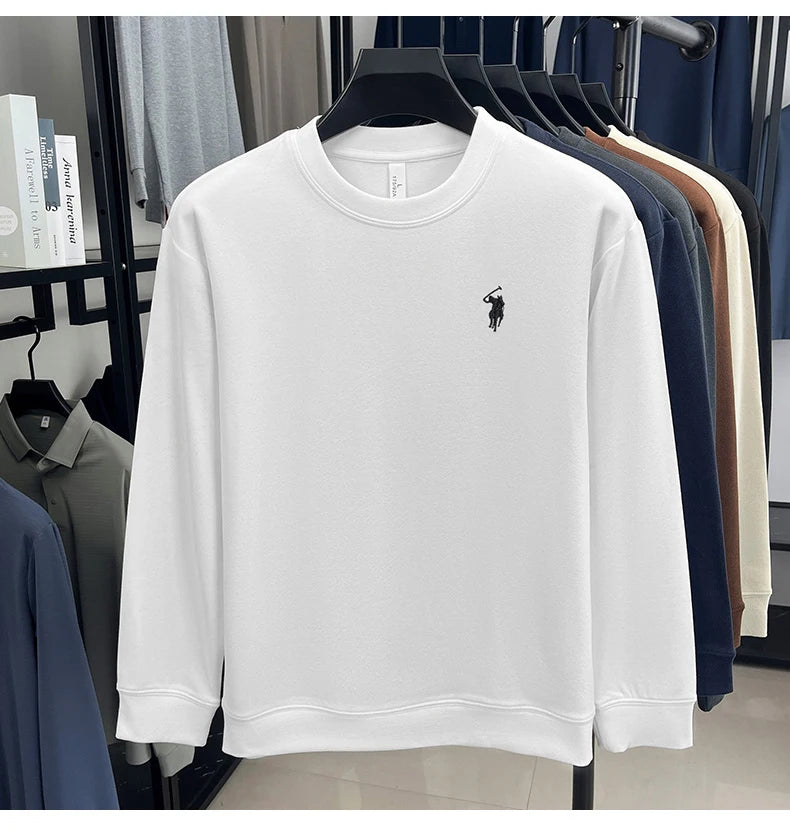 Sudadera de Lujo Manga Larga con Bordado de Pony | Casual Cuello Redondo Hombre 👔