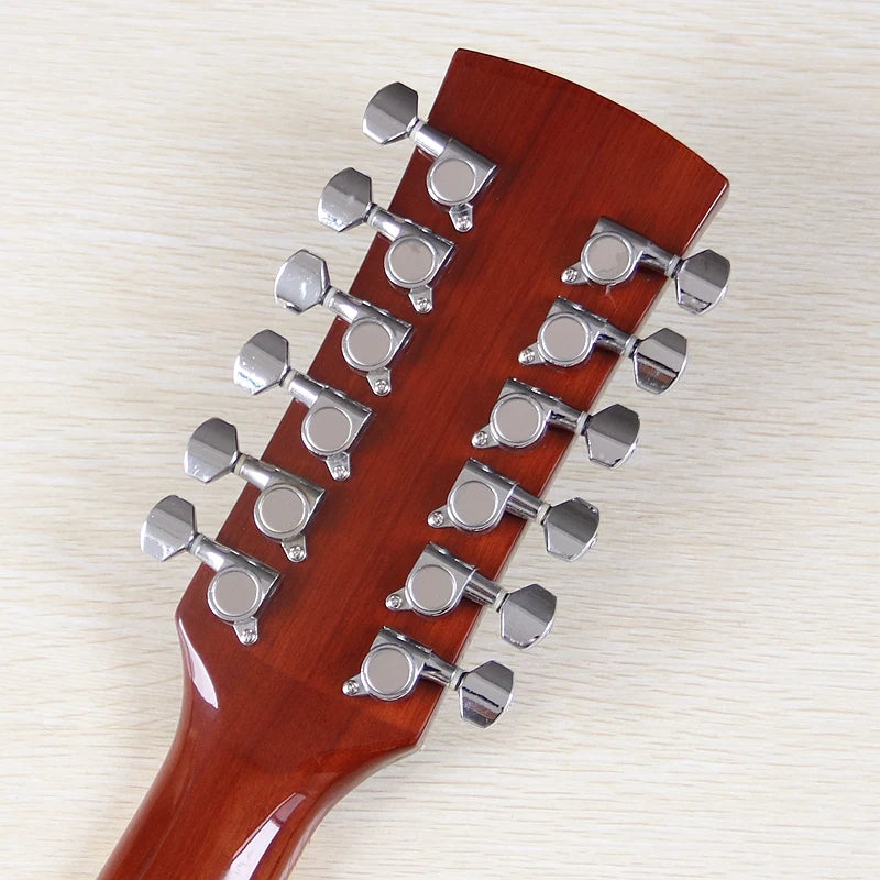 Guitarra Acústica de 12 Cuerdas 41" | Madera Spruce | Diseño Folk | Negro y Natural 🎸
