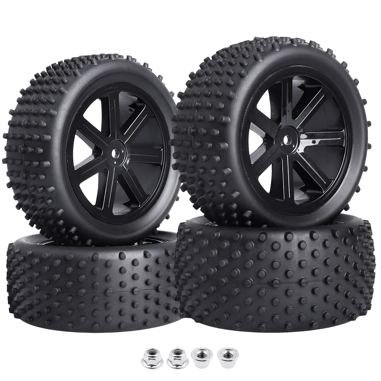 4pcs-Pack HobbyPark Pre-Glued Front & Rear Wheels and Tires Buggy Tyres for 1/10 offroad rc car accessories