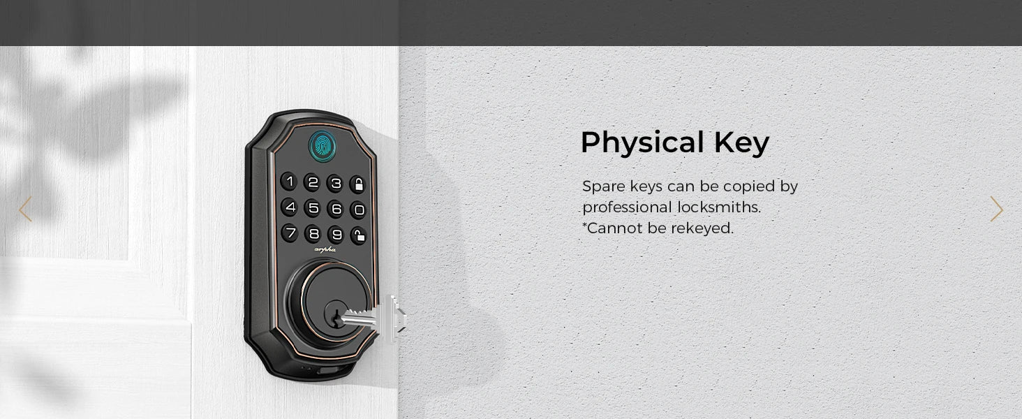 Arpha D280W WIFI Keyless Entry Door Lock 5-in-1 Smart Fingerprint Deadbolt w/ Keypad Electronic Deadbolt Auto-Lock One Touch Loc