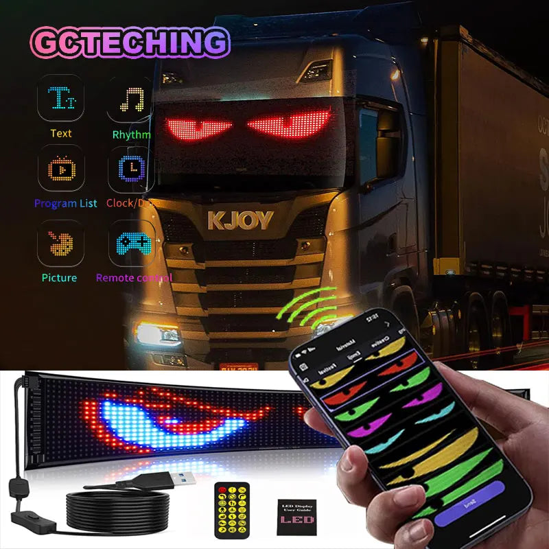 Panel LED RGB GCTECHING Programable | Bluetooth App | Texto Desplazable | Camión y Coche | DIY - Firu Total Sales