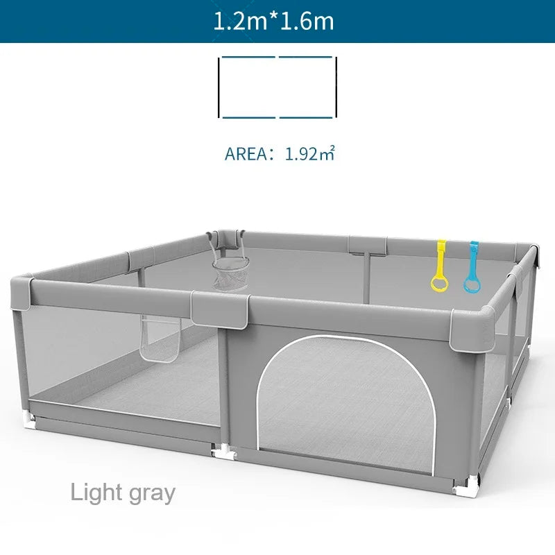 Corralito IMBABY para Bebés | Gris | Valla de Seguridad con Aro y Caja de Pelotas