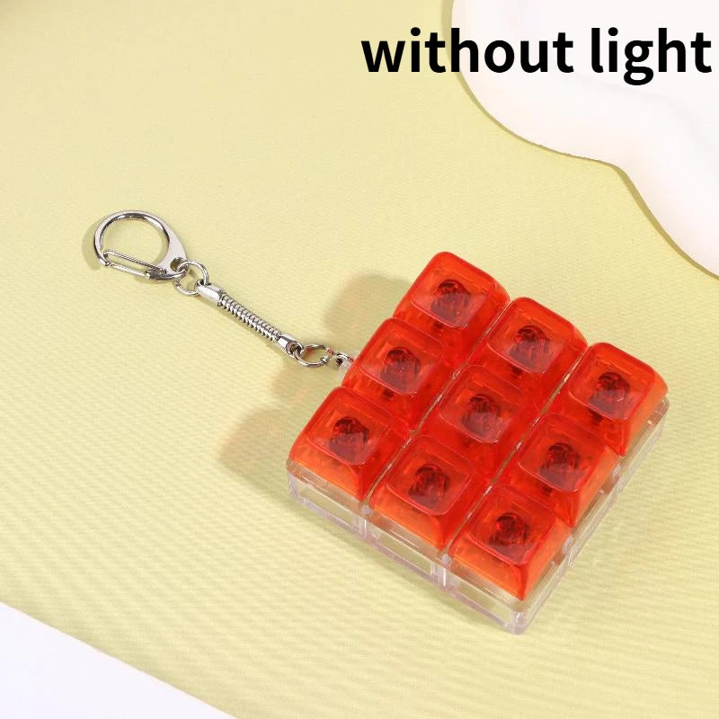 4/9 Keys Mechanical Keyboard Axis Tester LED Keyboard Key Toy Stress Relief DIY Button Keycap Fidget Keychain Toys Gift