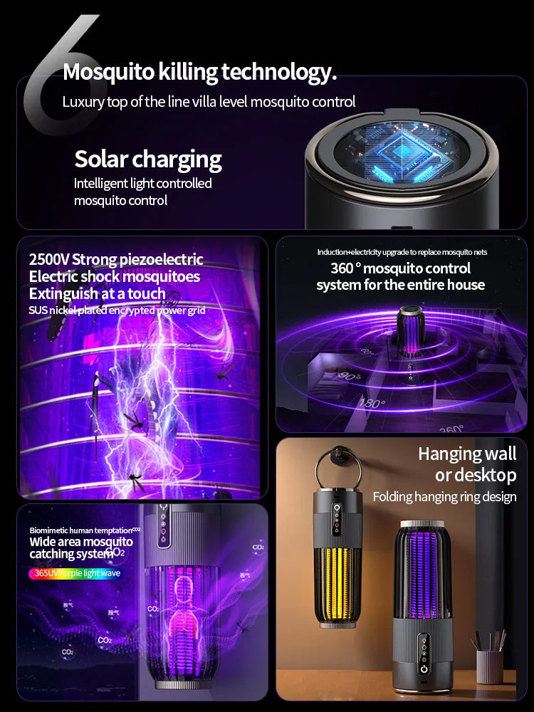 Lámpara Solar Mata Mosquitos Exterior | Recargable | Repelente Hogar | Certificada CE ☀️ - Firu Total Sales