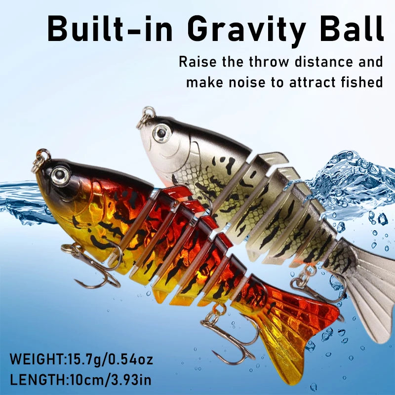 5 Packaged in Multiple Sections Swim bait Fishing Lure Set Realistic Fish Design Treble Hook Sinking