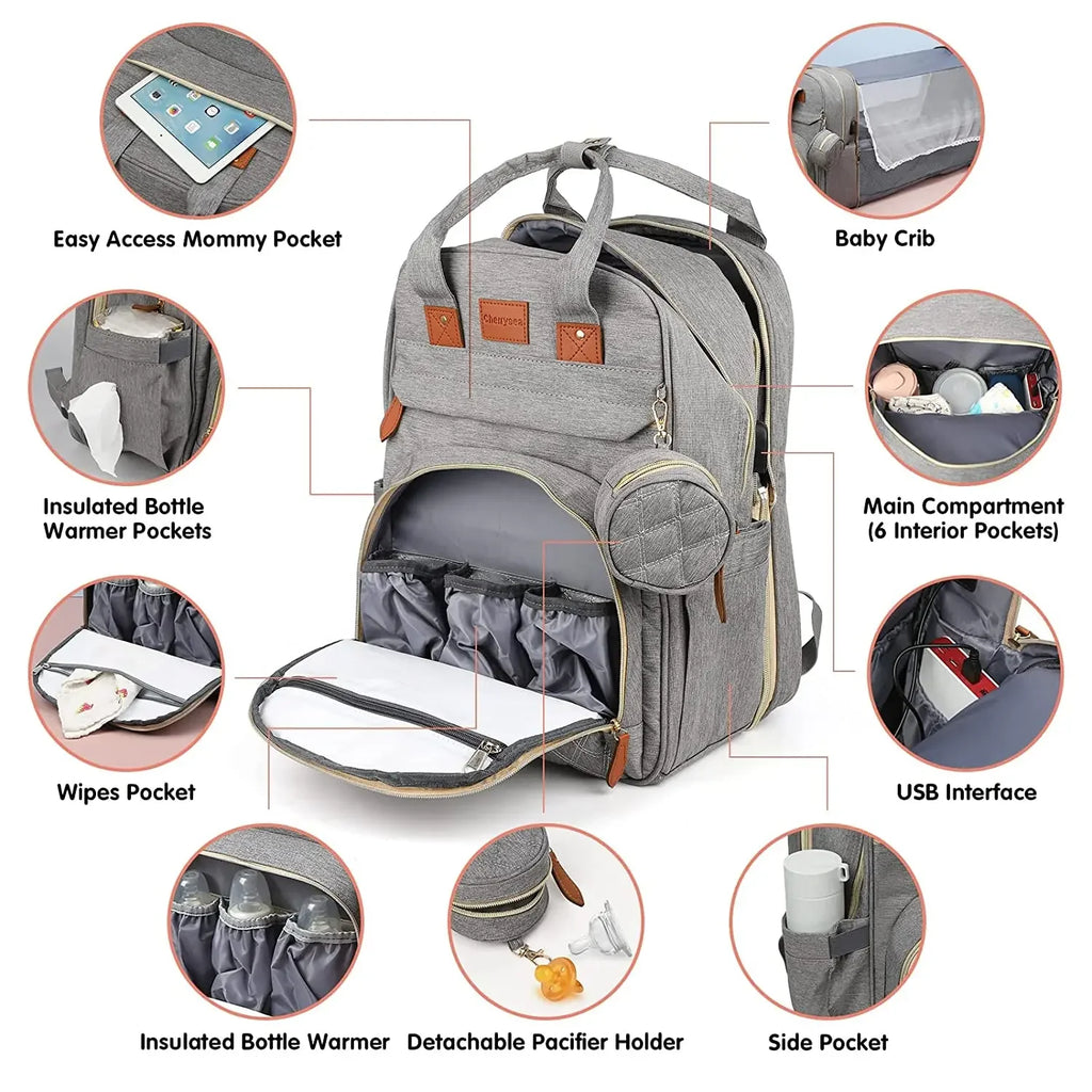 Mochila Pañalera 3 en 1 | Bolso Maternal Multifuncional para Mamá