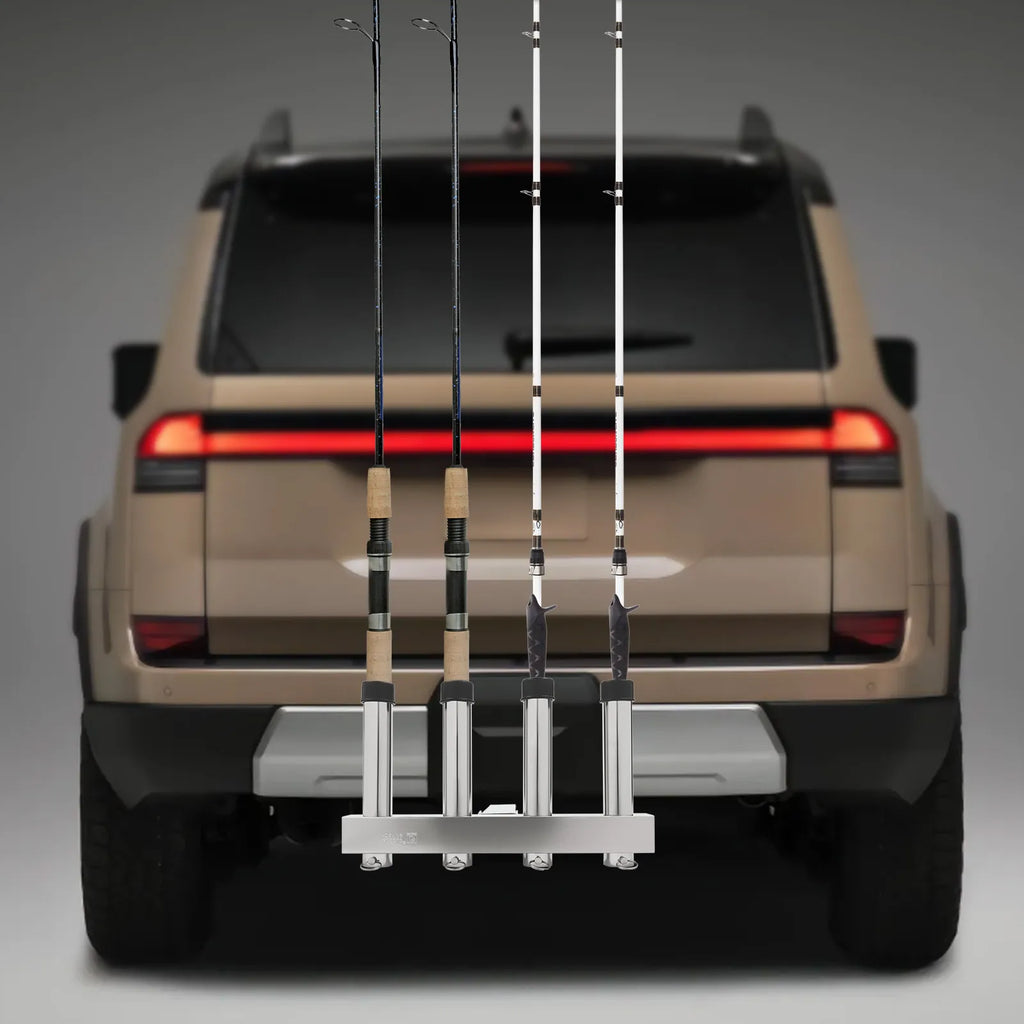 4 Tubes Fishing Rod Holder Bracket Stainless Steel Pole for Cars, Hitch Mount Rod Holder, Truck Adjustment Fishing Rod Rack