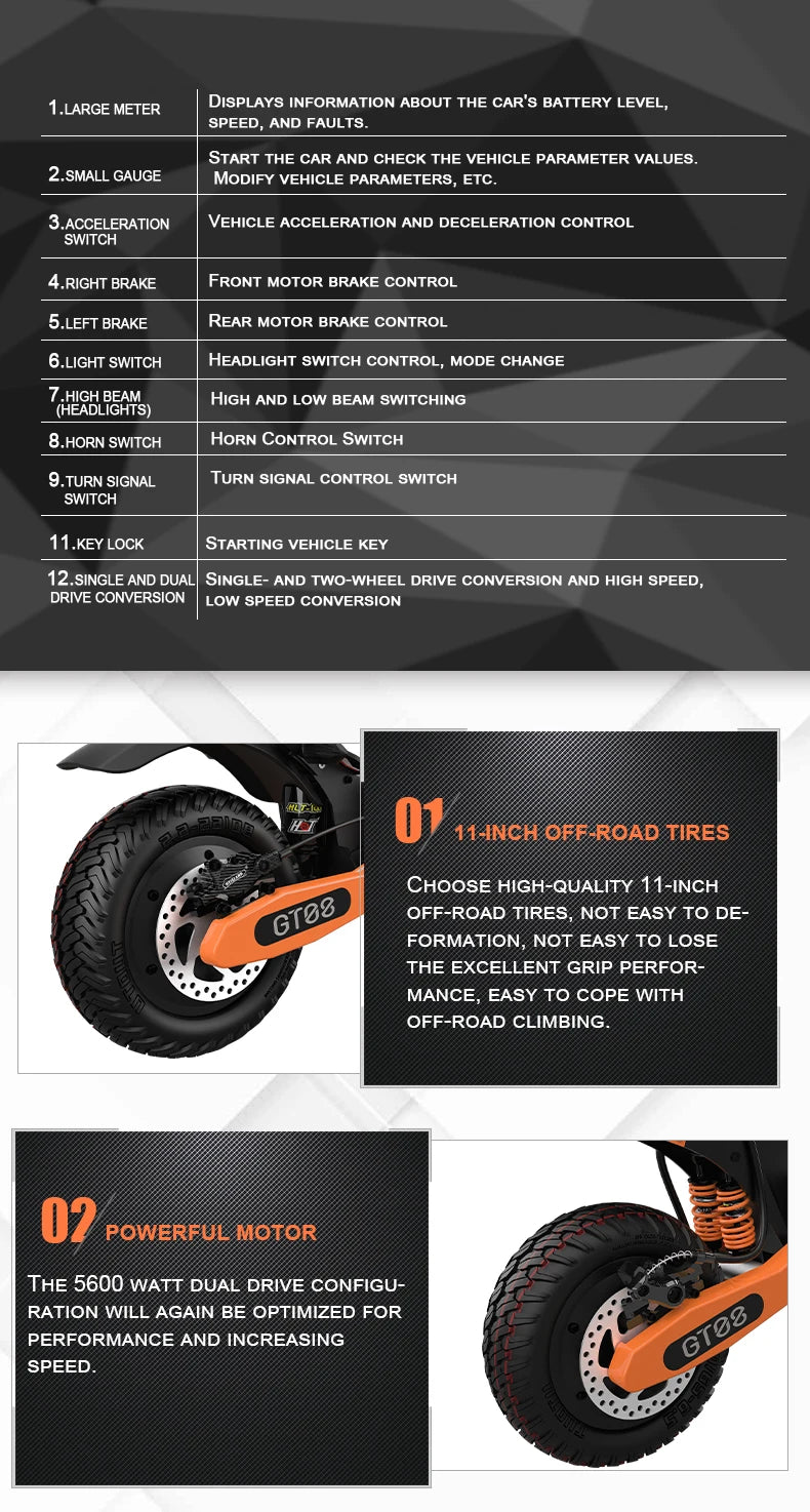Scooter Eléctrico Arwibon 5600W Doble Motor | 46MPH | 60V 27AH | Off-Road 🛥️